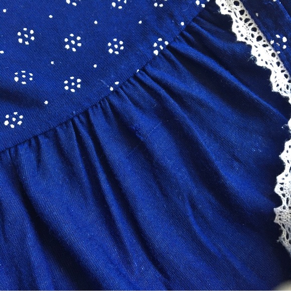 Sm - Eileen West long, modal stretch fabric Nightgown in blue with dots - Picture 8 of 8